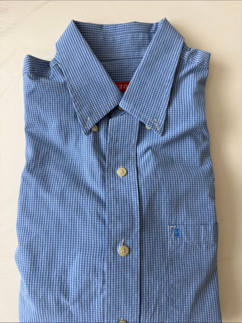 Izod Light Blue Micro-Check Button-Down Dress Shirt
